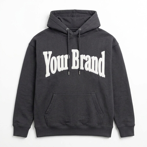 Custom Logo Embroidered Charcoal <b>Grey</b> <b>Fleece</b> Pullover Hoodie Oversized Streetwear Unisex Heavy Blend Color Blocking Casual Wear - Product Image 1
