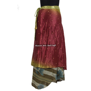 Falda Larga Mágica Envolvente de Último Diseño 2026, Reversible, de Dos Capas, de Seda, Estilo Boho para Mujer, 38 Pulgadas - Product Image 1