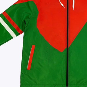 Chaqueta Cortavientos Impermeable con Bloques de Color Verde, Rojo y Blanco, Cremallera Completa, Ligera, de Poliéster/Algodón, Tallas Grandes, Estampado para Exteriores - Product Image 2