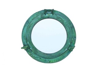 Algae Green Nautical Ship's Porthole Window <b>Mirror</b> Frame Coastal Wall Decor Marine Round <b>Hanging</b> <b>Mirror</b> - Product Image 6