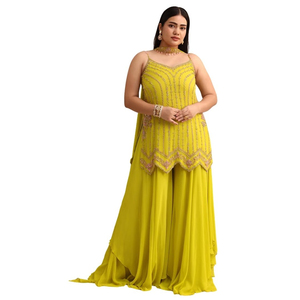Colección Super Hit: Traje Pakistaní de Tela Pura con Bordado y Pedrería para Mujer - Product Image 1