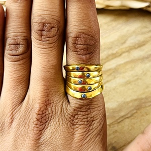 Market Favorite Boho <b>Stacking</b> <b>Rings</b> Brass Lapis Lazuli <b>Ring</b> Women 18k Gold Plated Boho Bands Minimalist <b>Rings</b> Wholesale/OEM/ODM - Product Image 5