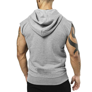 Hoodies sans manches pour hommes, 100% coton, logo uni sur le devant, coupe classique, été - Product Image 4
