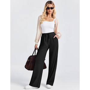 Pantalones deportivos de pierna ancha para mujer, pantalones casuales de cintura alta y pantalones largos de corte relajado para tallas pequeñas, regulares y altas - Product Image 2