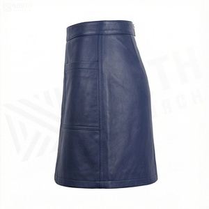Mini-jupe en cuir PU pour femme, couleur unie, design droit avec poches, finition brillante, taille normale, à porter toute l'année - Product Image 3