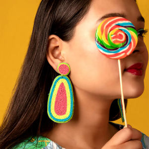 Boucles d'oreilles brodées en alliage de zinc, inspirées de la nature, bijoux traditionnels DIY écologiques personnalisés en forme de fleur pour fêtes, colorées - Product Image 1