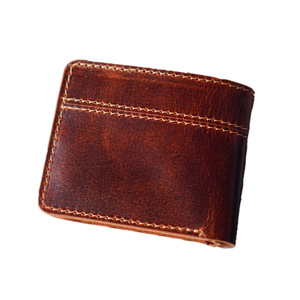 Best Brands <b>Men's</b> Crazy Horse Leather Slim <b>Wallet</b> Genuine Leather <b>RFID</b> Protection Fold Closure Daily Use Factory Customized - Product Image 1