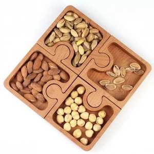 <b>Large</b> Rectangular Acacia Wood 3 Compartment Serving <b>Tray</b> Divided Snack Platter for Nuts Fruits Appetizers and Cheese Board - Product Image 1