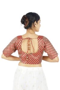Blusa Tradicional de Mujer, 100% Seda Tejida, Bordado Floral, Lavable, Cuello Cuadrado, Manga Corta, Botones al Frente, para Fiesta - Product Image 2