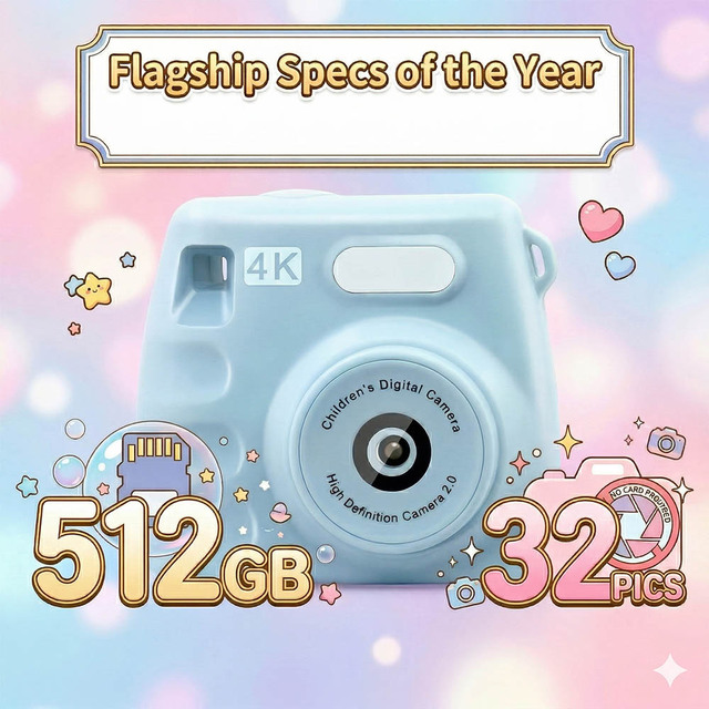 Wholesale 48MP HD Dual Lens 1080P Video Support 512GB Mini Toy Children Kids Digital Camera with Built-in Games