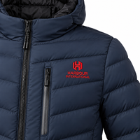 Veste matelassée à capuche bleu marine personnalisée la plus vendue avec poches zippées, fabricant de vestes d'hiver en gros par Harbour INTL