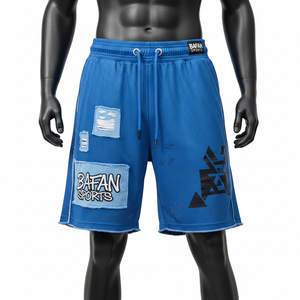 Men High Quality <b>Mesh</b> Shorts 160 GSM Lightweight Polyester Fabric Blue Style With Label Heat Transfer Workout <b>Mesh</b> men's shorts - Product Image 1