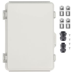 Scatola di derivazione elettrica esterna in plastica ABS con protezione IP67, coperchio incernierato in acciaio inossidabile, 16.93 x 12.99 x 7.09 pollici - Product Image 1