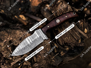 มีดเดามัสกัสสตีล ใบมีดคงที่ สำหรับตั้งแคมป์และล่าสัตว์ ด้ามไม้โรสวูด ใบมีดทรงดรอปพอยต์ ด้ามจับแบบฟูลแทง ความยาวรวม 203 มม. รองรับ OEM/ODM - Product Image 5