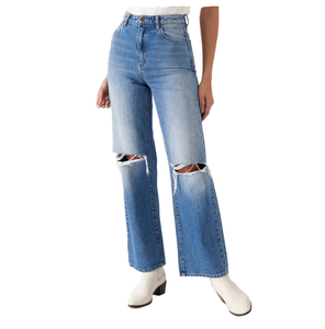 Nuevos pantalones de algodón de cintura alta y pierna ancha para mujer, pantalones largos de color sólido, tejidos, holgados, con bolsillos laterales - Product Image 1