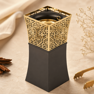 Brûleur à Bakhoor en Métal Noir avec Cage Dorée, Brûleur d'Encens Arabe Décoratif, Brûleur d'Oud du Moyen-Orient, Décoration de Table pour Ramadan et Aïd, Vente en Gros - Product Image 1