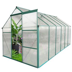 Invernadero de policarbonato de alta resistencia de 6x12 pies con base elevada y anclajes de aluminio para jardín y patio trasero exterior - Product Image 5
