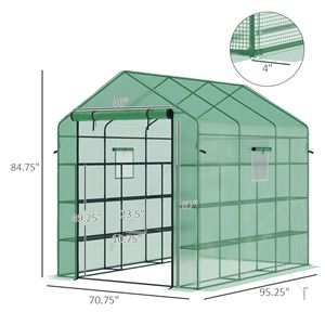 Serra Domestica con Telaio in Legno da 2,1 m, 18 Ripiani, Protezione UV, Porta con Cerniera Scorrevole, Design Walk-in per Coltivazione Fiori e Verdure - Product Image 3