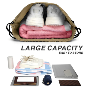 Sac à dos à cordon personnalisé avec logo, poche avant zippée, sac de sport imperméable, léger, en polyester - Product Image 5