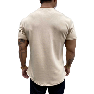 เสื้อยืดแขนสั้นสีดำสำหรับผู้ชาย ทรงเข้ารูป แห้งเร็ว สปอร์ต คอกลม ผ้าเจอร์ซีย์ถัก พิมพ์ลายโลโก้ด้านหน้า - Product Image 5