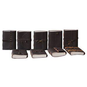 Journal intime en cuir véritable noir pur pour unisexe avec sangle liée et serrure à clé et Pages blanches vierges - Product Image 2