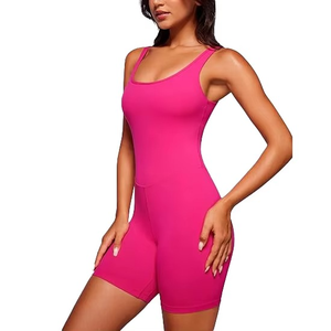 Mono de tirantes finos de cintura alta para mujer, color rosa liso, con control de abdomen, ropa moldeadora, para yoga, primavera-verano - Product Image 3