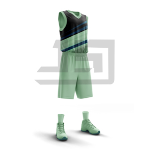 Ensemble d'uniformes de basketball personnalisés, respirants, sans manches, imprimés par sublimation, avec maillot léger en mesh et shorts pour clubs sportifs - Product Image 1