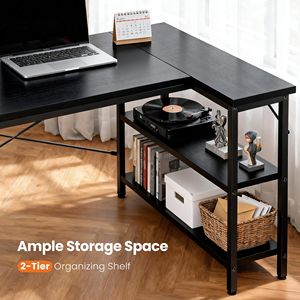 Reversible <b>Storage</b> Rack 39 55 Inch L-Shaped Office Desk with Writing Work Area <b>Computer</b> Desk <b>for</b> Home or Office Use - Product Image 4
