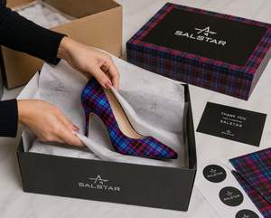 Chaussures à talons hauts en tartan pour femmes, escarpins à bout pointu, mode, OEM ODM, chaussures de mariage et de soirée, vente en gros - Product Image 6