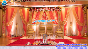 Estilo tradicional Paisley dorado FRP boda Mandap configuración Sri Lanka boda fibra Mandap decoración Pavo Real Pilar decoraciones - Product Image 2