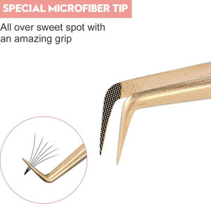 Pinzas Profesionales para Pestañas de 90 Grados con Punta de Fibra, Agarre de Precisión para Extensiones de Pestañas de Volumen y Mega Pestañas - Product Image 2