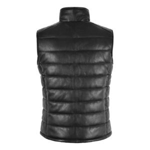 Chaleco acolchado de cuero genuino para mujer, sin mangas, con cremallera, calentador de cuerpo, proveedor mayorista OEM ODM de marca privada - Product Image 3