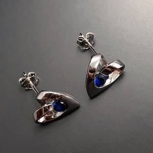 Pendientes de Zafiro en Forma de Corazón, Plata de Ley, Piedra de Nacimiento de Septiembre, Regalo para Cumpleaños, Navidad, Aniversario de Boda - Product Image 4