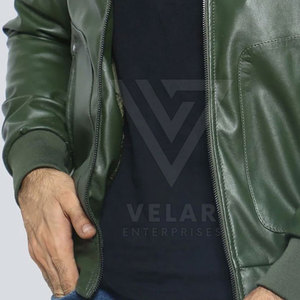 High Quality Casual <b>Leather</b> <b>Jacket</b> with Zipper Front Customized Logo Design OEM Service <b>Winter</b> <b>Jacket</b> for Men - Product Image 3