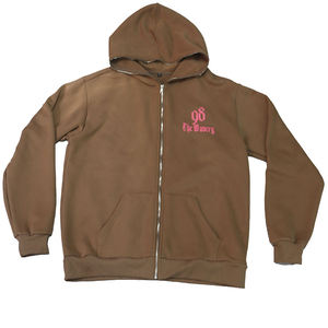 Sweat à capuche classique marron pour homme, 100 % coton molletonné, broderie frontale, poche décorative, style décontracté streetwear, respirant et écologique - Product Image 1