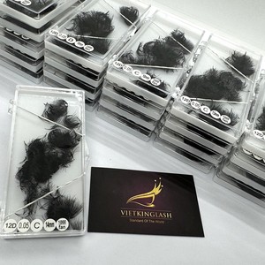 Extensions de cils Vietkinglash Volume Mega Fans en fibre synthétique PBT noir mat 10D 12D 14D 16D 20D Courbure C/CC/D/DD/M/L - Product Image 6