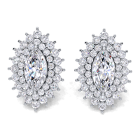 Boucles d'oreilles clous en diamant de laboratoire certifié IGI, taille marquise, double halo, en argent sterling 925 massif, boucles d'oreilles de luxe en diamant