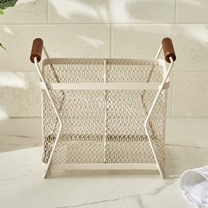 Porte-ustensiles en bois moderne avec design en maille métallique pour le rangement de cuisine - Product Image 2