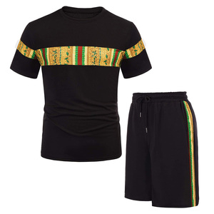 Conjunto de 2 piezas de lujo personalizable para hombre, conjunto informal de verano, camisa y pantalones cortos con bolsillos, 100% algodón, precio de mayoreo. - Product Image 1