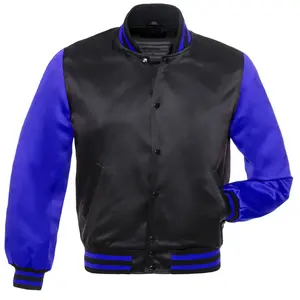 Klassieke Ademende Satijnen Brievenman Varsity Jas Voor Mannen Custom American Street Geborduurde Patch Werkkleding Jassen