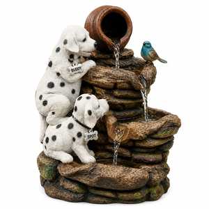 Fuente de agua artesanal de fibra gruesa para perros, cachorros dámilantes, cascada decorativa de resina para jardín exterior con diseño de animal - Product Image 1
