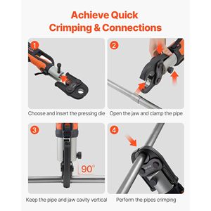Mordazas de Presión MegaPress Compatibles (3 Piezas) de 1/2'', 3/4'' y 1'' para Tuberías de Acero al Carbono, Herramientas de Prensado Estándar, Piezas para Sistemas HVAC - Product Image 5