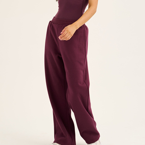 Pantalon de jogging ample pour femme avec boutons décoratifs, motif logo, manches longues, pantalon cargo en tricot épais - Product Image 3