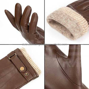 Gants d'hiver imperméables et confortables de qualité supérieure Technologie d'écran tactile en cuir marron d'origine Choix parfait du motard Vente en gros - Product Image 5