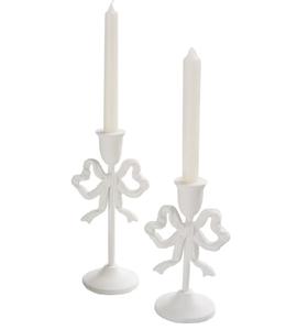 Juego de dos candelabros de hierro fundido blanco, elegantes soportes decorativos para velas cónicas, decoración elegante para mesa. - Product Image 1