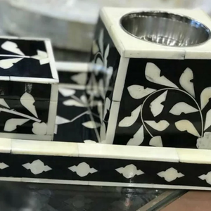 Vente en gros de chauffe-parfum populaire ensemble de Bakhoor décoration intérieure plateau décoratif en résine incrustation boîte de rangement Oud et brûleur d'encens Oud - Product Image 2