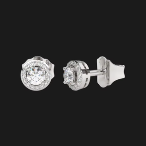 Pendientes de Lujo con Moissanita Redonda y Halo, Plata 925 con Baño de Rodio, Clásicos y Brillantes, Joyería Elegante para Regalo - Product Image 1