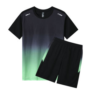 Ensemble de t-shirts sportifs pour hommes à manches courtes, couleur dégradée, logo personnalisé, écologiques, respirants, à séchage rapide, jersey, taille standard, 100% polyester - Product Image 3