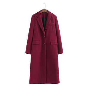 Manteau long en laine pour femme, élégant, coupe-vent, ceinturé, vêtement d'extérieur d'hiver, couleur unie, boutons sur le devant, veste tendance, nouveau look - Product Image 1