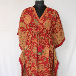 Hand Block Printed Cotton <b>Kaftan</b> Floral Print Beautiful Cotton <b>Kaftan</b> Dress Night Wear Women's Beach Wear Dress Long <b>Kaftan</b> - Product Image 1